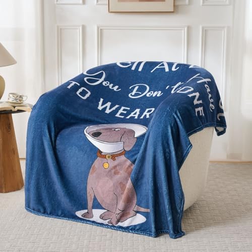 Thinking of You Gifts for Women Men – Get Well Blanket 50x60 Inch, Navy Flannel Comfort Blanket, Sympathy Throw for After Surgery, Chemo, Illness, Recovery - color: Get Well-dog