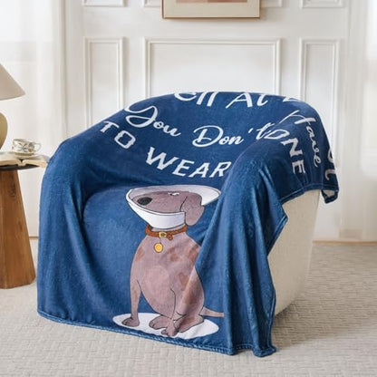 Thinking of You Gifts for Women Men – Get Well Blanket 50x60 Inch, Navy Flannel Comfort Blanket, Sympathy Throw for After Surgery, Chemo, Illness, Recovery - color: Get Well-dog