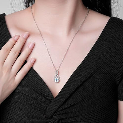 ZOEXUE Infinity Cross Cremation Jewelry - S925 Sterling Silver Cross Urn Necklace for Women - Birthstone Cross with Heart CZ Ashes Keepsake Pendant Memorial Urn Jewelry Gift for A Loss Loved Ones - color: blue
