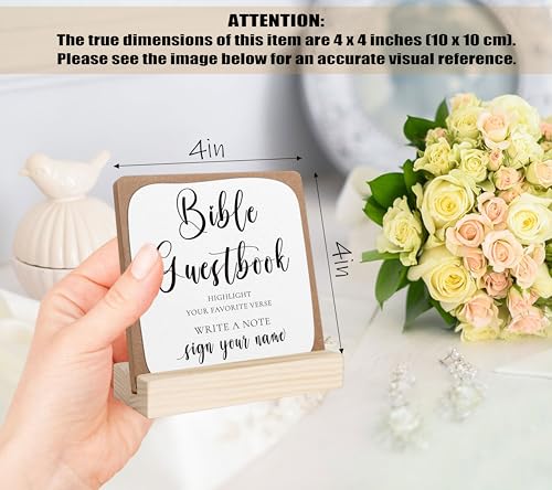 Bible Guest Book Sign, Wedding Signs for Ceremony and Reception, Bridal Shower Centerpieces for Tables, Marriage Reception, Bridal Shower Party Favors, Wedding Sign with Wooden Base - color: Bible Guest Book