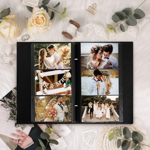 Lanpn Wedding Photo Album 4x6 300 Pockets, Linen Cover Newlywed Marriage Albums Slip in Holds 300 Horizontal Photos (Beige) - color: Windowless-Beige, size: 300 Photos