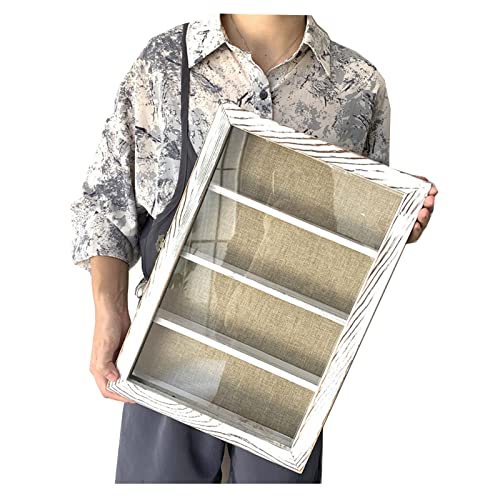 WANLIAN Shadow Box Frame with Acrylic 11x16“ Wooden Shadow Box Display Case with 3 Detachable Shelves & Linen Back, Wall-Mounted Deep Display Box Picture Frame for Photos Memorabilia (White) - color: White
