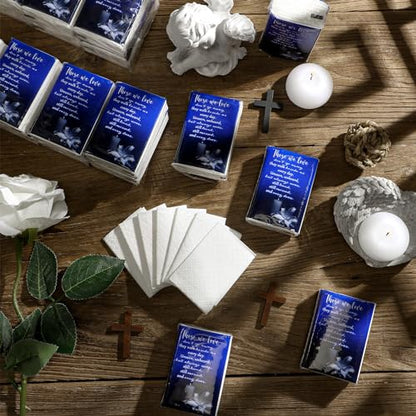 100 Packs Funeral Facial Tissues Memorial Keepsake Pocket Tissue Those We Love Don't Go Away Inspirational Poem Tissue 3 Ply Napkin Packs Funeral Favor for Guests Family Relative, 700 Sheets(Blue) - color: Blue