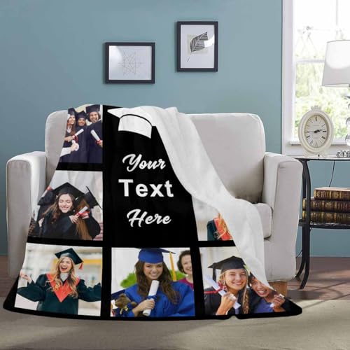 Custom Graduation Blanket with Photos Class of 2025 Graduates Personalized Blanket Graduation Gift Customized Blankets, Throw Blanket for Daughter Son Granddaughter Grandson on Graduation Day - color: Graduation 10 Photos-1