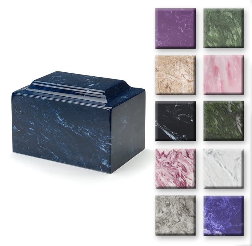 Custom Engraved Mackenzie Urn Vault - Up to Three Line of Custom Engraving Included. Six Different Custom Fonts to Choose from. Cultured Marble Adult Full Size urn. Ruby Onyx Color