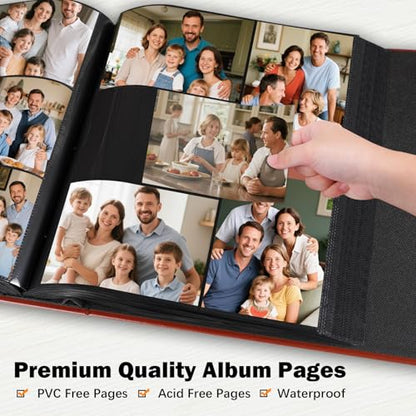 Aevdor Large Capacity 4x6 Photo Album, 1000 Photos, Leather Cover, Brown | 3 Horizontal + 2 Vertical per Side, Acid-Free Black Inner Pages, Front Display Window, Family, Wedding & Everyday Photos - color: Brown