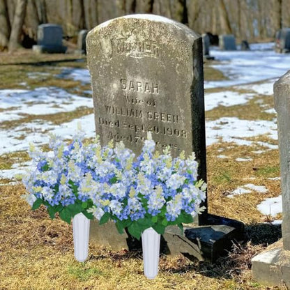 2 Sets Artificial Flowers for Cemetery with Vase 20Inch | UV Resistant Grave Decorations Long-Lasting Cemetery Flowers for Grave Headstones Graveyard Outdoor