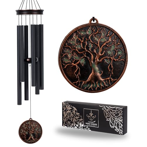 Vanquer Large Wind Chimes for Outside Deep Tone - 34'' Wind Chimes Outdoor Clearance, Tree of Life, Memorial, Sympathy Gift, Patio, Home Décor, Vintage Black (34" Tree of Life) - size: 34" Tree of Life