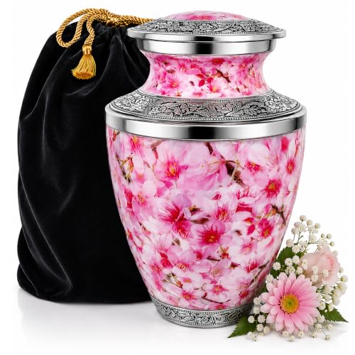 Pink Cherry Blossom Urn for Ashes for Women – Large Cremation Urns for Adult Female – Memorial Funeral Urn for Human Ashes, Home Display, or Burial (Large, Adult) - color: Cherry Blossoms, size: Large