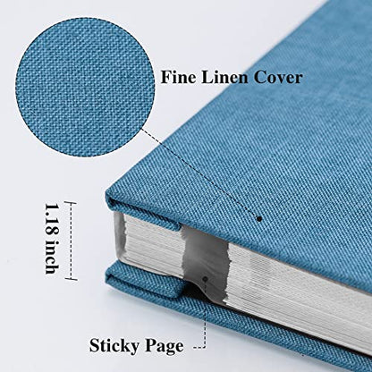 Vienrose Self Adhesive Photo Album with Window 11x10.6 60 Pages Skyblue | Linen Cover, Scrapbook, Fits 4X6 8X10 Pictures, Metallic Pen Included, Diy - color: Skyblue, size: 11"x10.6" 60Pages