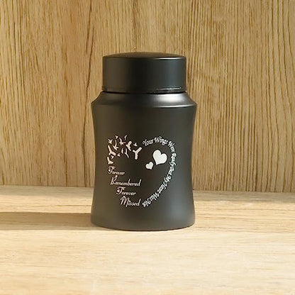 4.5 Inches Small Urn for Human Ashes Small Keepsake Urn Heart Pattern Memorial Ashes ContainerStainless Steel Mini Cremation Urn - size: Heart-Black