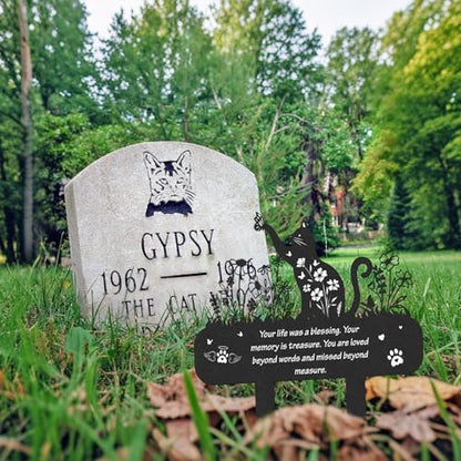 Cat Memorial Grave Stakes - Metal Loss Pets Cemetery Markers - style: Cat