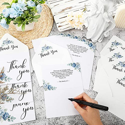 Fumete 50 Set Funeral Thank You Cards, Flower - style: Flower