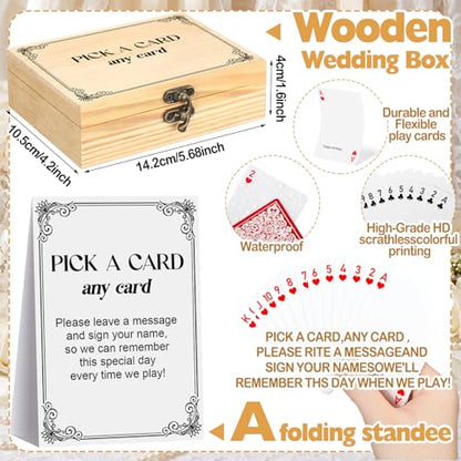 AceOrbit 57 Pack Red Wedding Guest Book Playing Cards Set with Wooden Box - color: Red, style: Classic