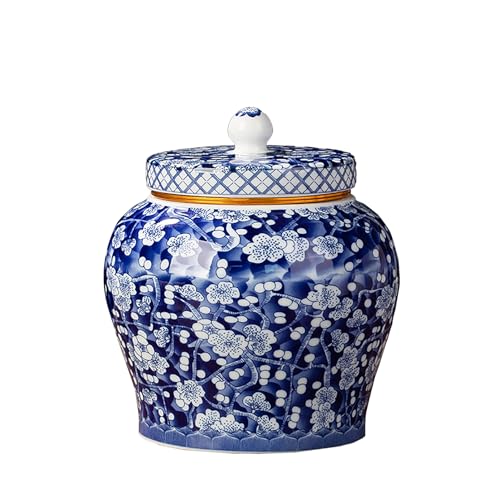Medium Blue and White Ceramic Urn for Human Ashes | Decorative Memorial Urn for Sharing and Honoring Loved Ones - Suitable for Partially Cremated