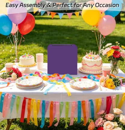SietDESEO Purple Card Box with Slot Money Gift Card Box Holder for Party Wedding Reception Birthday Graduation Bridal Shower Baby Shower Diaper Raffle Box - color: PURPLE CARD BOX, size: 7.8 X 7.8 X 7.8 INCH