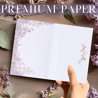 NUOERP Blank Thank You Cards With Envelopes, 30 Pack - 2 Elegant Floral Designs Foil Wedding Thank You Cards With Envelopes - For Baby Shower Card, Birthday Card, Bridal Shower Card, Wedding Card, Flower Card - Blank Inside - color: Purple Floral Gold Foi