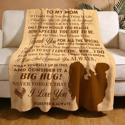to My Mom Blanket, I Love You Mom Throw Blanket, Soft Flannel Blanket for Mother's Day, Christmas, Valentines, Birthday Gift & Bed, Couch, Living Room Use 50x60 Inch - color: Mom-3