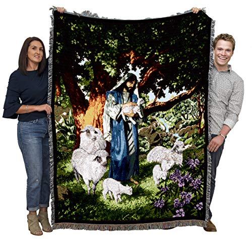 Pure Country Weavers Psalm 23 - Jesus Blanket by Raoul Vitale - Religious Gift Tapestry Throw Woven from Cotton - Made in the USA (72x54) - color: Jesus