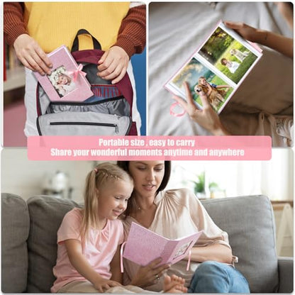 Photo Album 4x6 100 Pockets, Slip-in Picture Albums, Linen Cover Top Loader Vertical Pockets Albums for Baby, Kids Boy Girls, Wedding, Family, Anniversary, Pink - color: Pink, size: 100 Pockets white Bandage