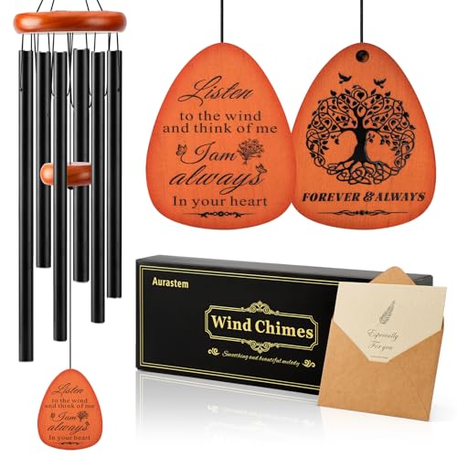 Sympathy Gifts for Loss of Loved One Memorial Wind Chimes Sympathy/Bereavement/Memorial Gifts for Loss of Mom Dad Husband, Grief Remembrance Condolences Gifts for Women, 32" Black - size: 32" Black