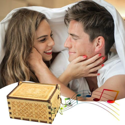 Can't Help Falling in Love Wood Music Box, Antique Engraved Music Boxes | Wooden Music Box Gifts for Lover, Boyfriend, Girlfriend, Husband,Wife (WOOD) - color: Wood