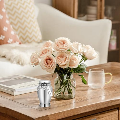 Small Urns for Human Ashes Keepsake Mini Cremation Urns for Loss of Loved One Stainless Steel Keepsake Urn for Ashes Compact Memorial Container (Small, Heart Dad)