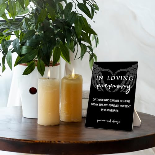 Gothic Wedding Sign, 5x7 inch Wooden Table Sign Stand, Black, In Loving Memory - color: Black 02