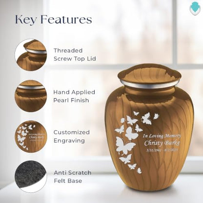 Geturns Embrace Adult Custom Butterfly Cremation Urns for Human Ashes I Pearl Gold Large Funeral Urn for Female and Male I 200 lbs (Pearl Gold) - color: Pearl Gold