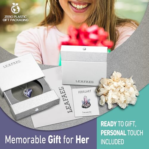 Leafael Gift Necklaces for Women, Infinity Love Birthstone Heart Crystal Pendant, Birthday Anniversary Jewelry for Wife, Mom, and Her, Silver Plated, 18" + 2" Adjustable Chain - color: 02b-February-Tanzanite Purple