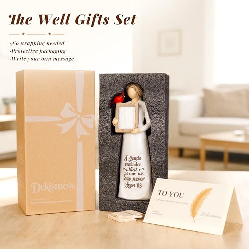 Cardinal Angel Figurine Gift for Woman, Resin Angel with Replaceable Photo Frame, Tabletop Memorial Decor - style: Memory Messenger