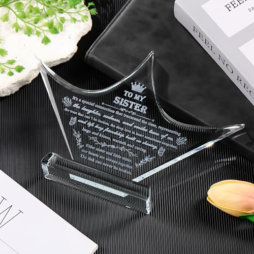 Movdyka Sisters Gifts from Sister - Crown Crystal Engraved Keepsake - Big Bestie Present for Girls Soul Gifts for Women - Best Unique Birthday Sister Gifts On Christamas Mothers Valentines - style: Sister-crown