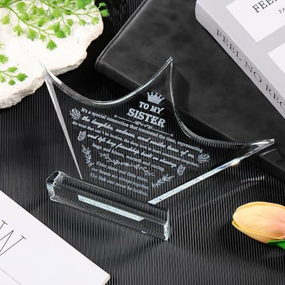 Movdyka Sisters Gifts from Sister - Crown Crystal Engraved Keepsake - Big Bestie Present for Girls Soul Gifts for Women - Best Unique Birthday Sister Gifts On Christamas Mothers Valentines - style: Sister-crown