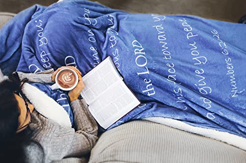 Prayer Blanket, Ultra Soft DoubleLayer Scripture 50"x65"Blue Indigo Blanket | Christian , 100% microfiberpolyester , promote healing in illness, depression , gift for women and men - color: Blue Indigo, size: Numbers 6:24-26