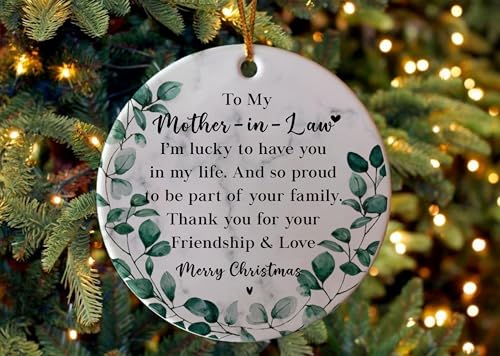 Mother in Law Christmas Ornament, Mother-in-Law Two-Sides Printed Ornament from Daughter in Law & Son in Law, Holiday Keepsake for Xmas Tree - color: Mother in Law