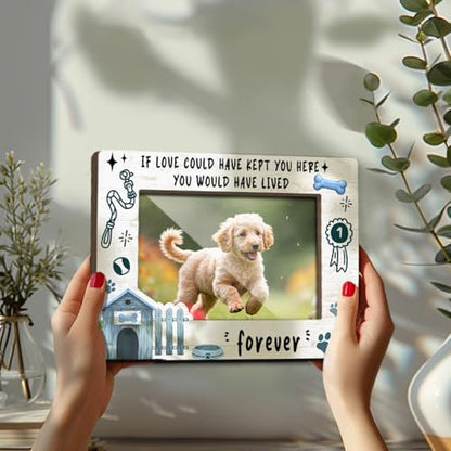 Dog Memorial Photo Frames Dog and Cat Loss Remembrance Gift Sympathy Keepsake for Pet Lovers Condolence Present for Pet Owner If love Could Have Kept You Here Picture Frames 4x6 Photo - YY013 - color: white dog03