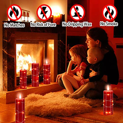 Red Flameless Candle with Remote Control LED Candle with String Lights Battery Powered Flameless Candle4'' 5'' 6'' 7'' 8'' Candles of 5 Pcs - size: Red - 5 Pack