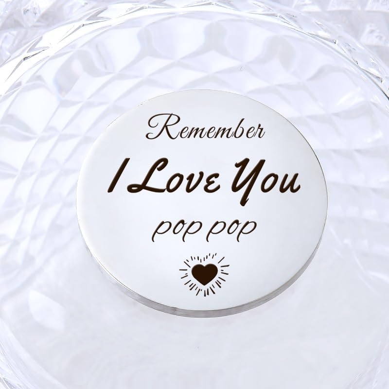 YALLNASL Grandma Aunt Mom Mothers Day Gift for Women Wife Grandpa Uncle Dad Fathers Day Presents for Men Husband Pocket Token - color: Love U Pop Pop
