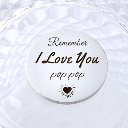 YALLNASL Grandma Aunt Mom Mothers Day Gift for Women Wife Grandpa Uncle Dad Fathers Day Presents for Men Husband Pocket Token - color: Love U Pop Pop