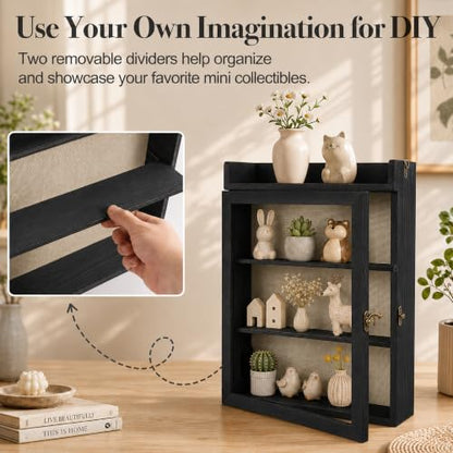11x16 Dog Memorial Shadow Box Frame with Shelves, Black - color: Standard Black