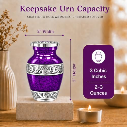 Small Urns for Human Ashes - Elegant Keepsake Cremation Urns - Purple - size: Purple Small Set of 6