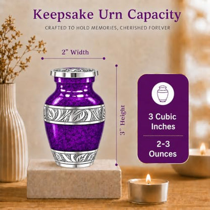 Small Urns for Human Ashes - Elegant Keepsake Cremation Urns - Purple - size: Purple Small Set of 6