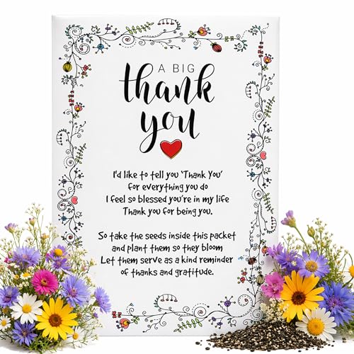 Thank You Seed Packets | 20 Pre-Filled Wildflower Seed Favors for Guests | Party Favors for Wedding Bridal Shower Baby Shower Celebration of Life Memorial Birthday Baptism | Seed Paper Thank You Cards