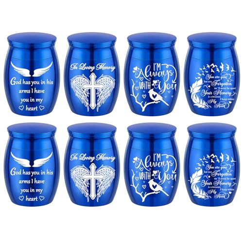 Color Small Urns for Ashes - Set of 8，Aluminium Mini Urns, Cremation Urns for Human/Pet Ashes, Ashes Holder, Small Keepsake urns-Memorial Urn (8Pcs-Blue) - color: 8pcs-blue