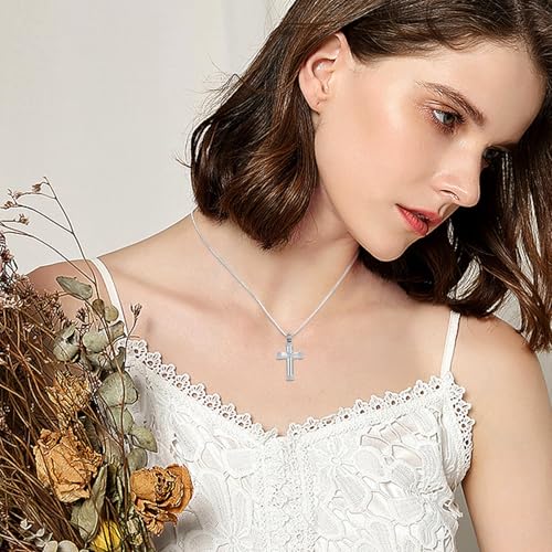 Minicremation Rope Winding Cross Cremation Ashes Urn Pendant Necklace Memorial Keepsake Jewelry Lord’s Prayer Cross Ashes Necklaces - color: Silver