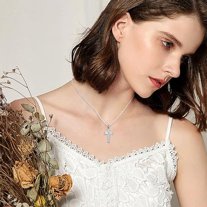Minicremation Rope Winding Cross Cremation Ashes Urn Pendant Necklace Memorial Keepsake Jewelry Lord’s Prayer Cross Ashes Necklaces - color: Silver