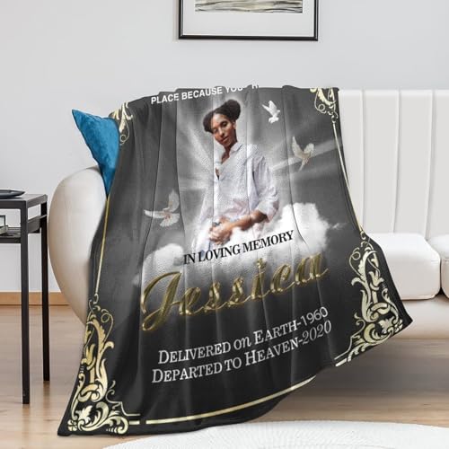Custom Memorial Grave Blanket for Loss of Loved One - Personalized Funeral Blanket in Loving Memory, Bereavement Gift - color: A-12