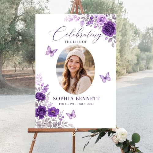 Personalized Funeral Celebration Of Life Welcome Sign #7 - color: Style 7