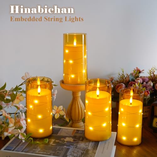 Amber Flickering Flameless Candles with Remote Timer, 6 pcs LED Battery Operated Candles with String Lights, Same Size D3 H6 - color: Amber