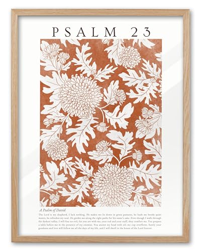 EcoHest 12x16 in Psalm 23 Orange Floral Botanical Framed Christian Wall Art - color: Framed Bible, size: 16"L x 12"W
